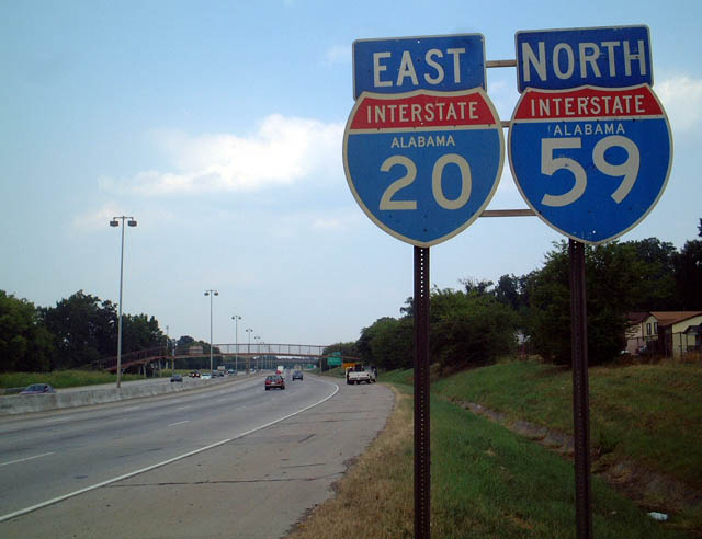 Interstate 20 east & 59 north, east of downtown Birmingham.