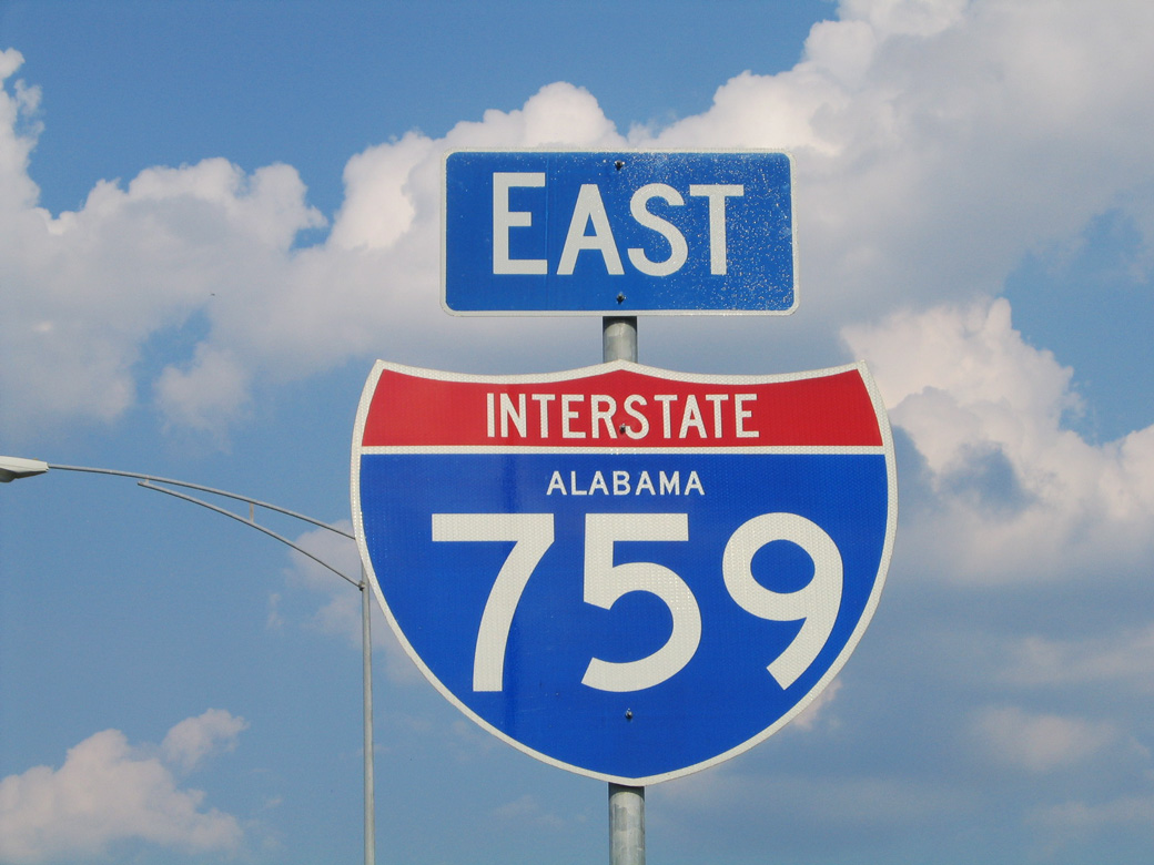 First eastbound reassurance marker posted along the Interstate 759 mainline.