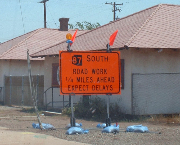 Guide sign in a construction zone.