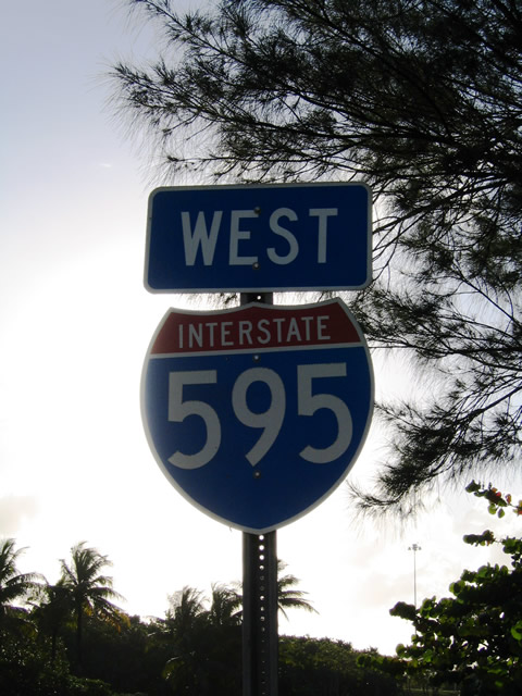 First shield along westbound Interstate 595 east of U.S. 1, Fort Lauderdale.
