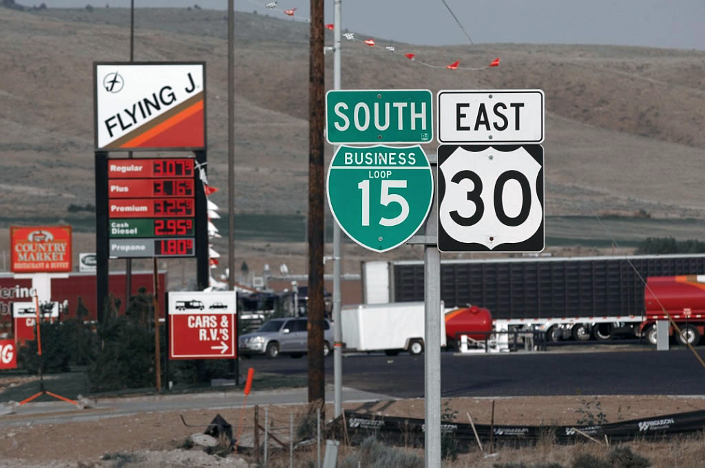 Southbound Business Loop I-15 and eastbound U.S. 30 (Portneuf Road) in McCammon.