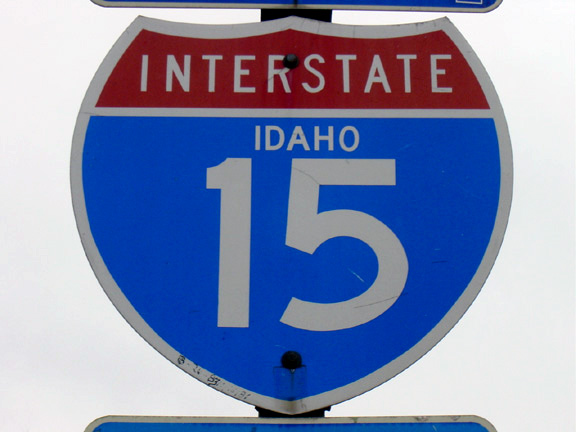 Trailblazer shield for Interstate 15 on Business Loop I-15 and U.S. 30-91 in Pocatello.