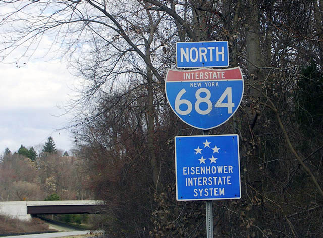 Interstate 684 north shield at Manhattanville Road.