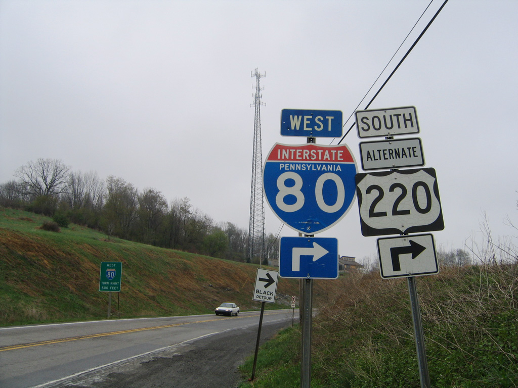 U.S. 220 & Pennsylvania 26 northbound at Interstate 80 & U.S. 220 Alternate (Exit 161).