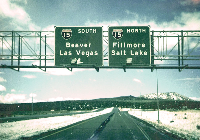 End of interstate 70.  The interstate 15 shields had a black background, instead of blue.